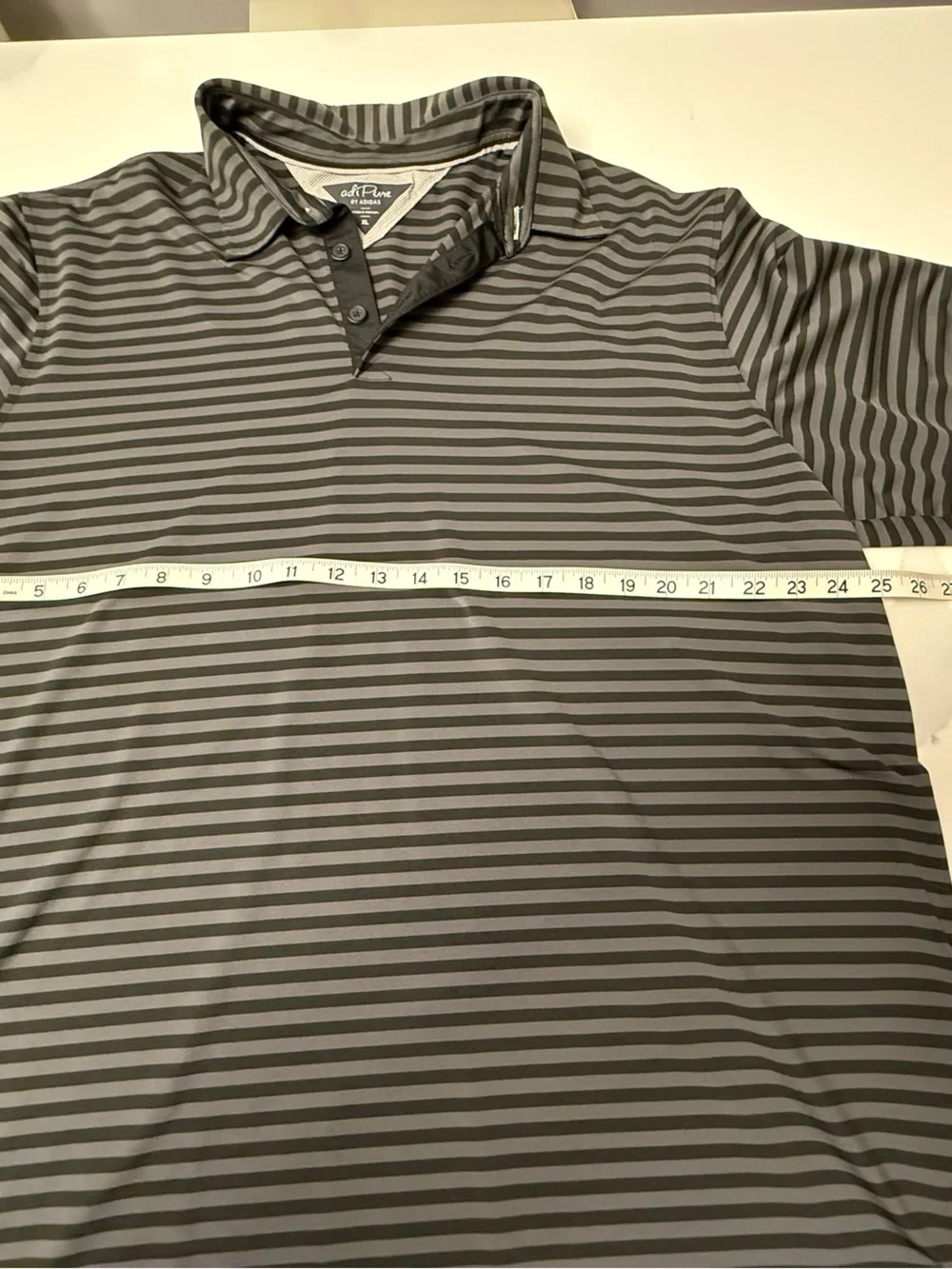 Adi Pure Adidas Men’s Striped Polo Shirt - Black & Gray